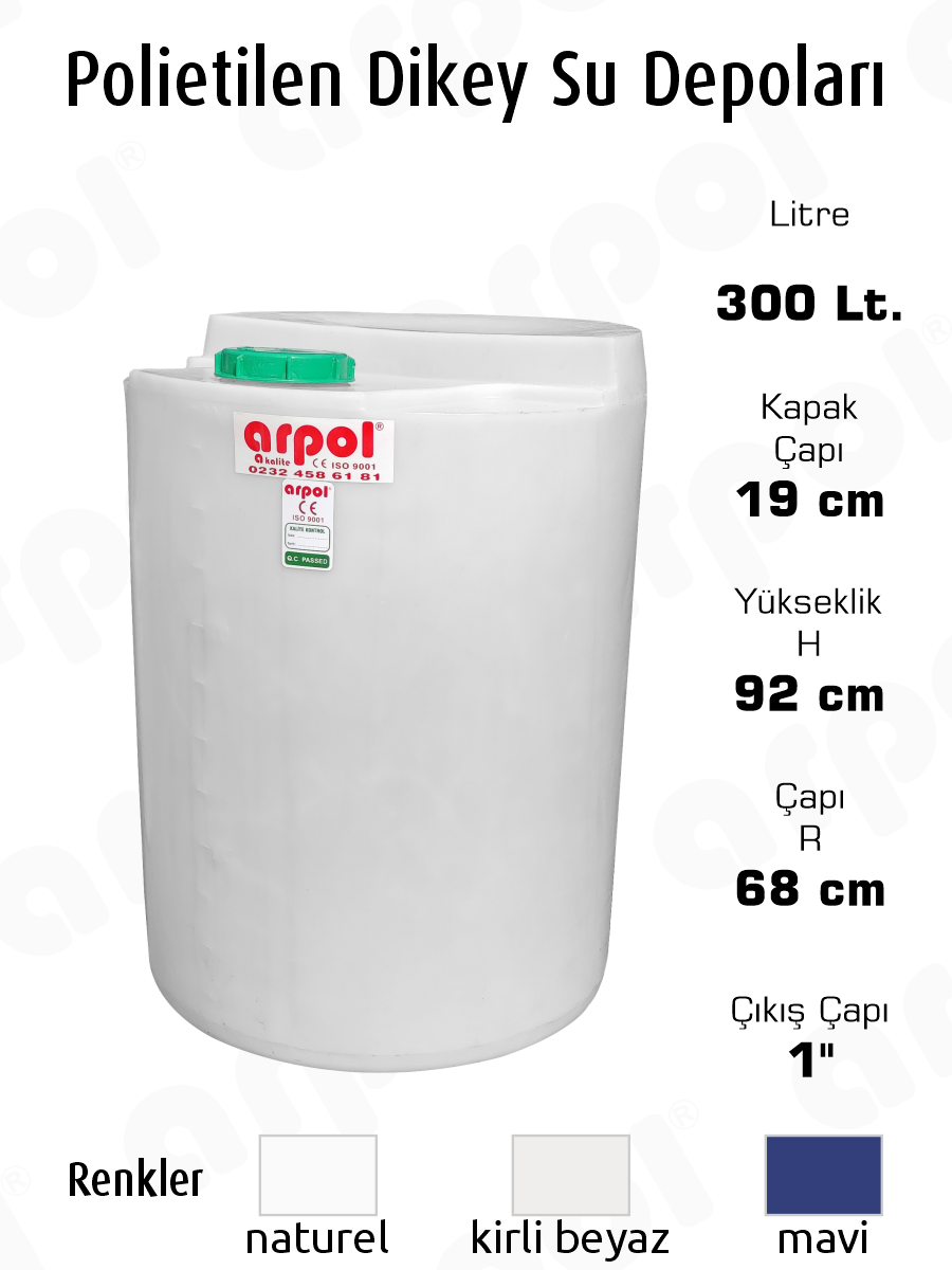 polietilen dikey su depolar� 300 lt